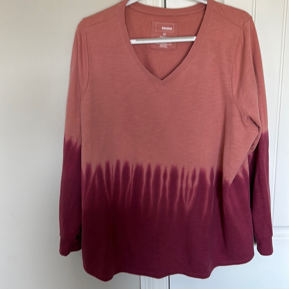 Longsleeve sweatshirt, pink, V-neck